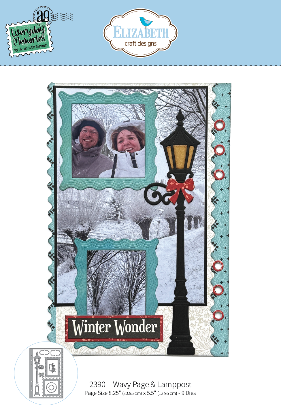 Elizabeth Craft Designs Wavy Page & Lamppost Metal Die Set